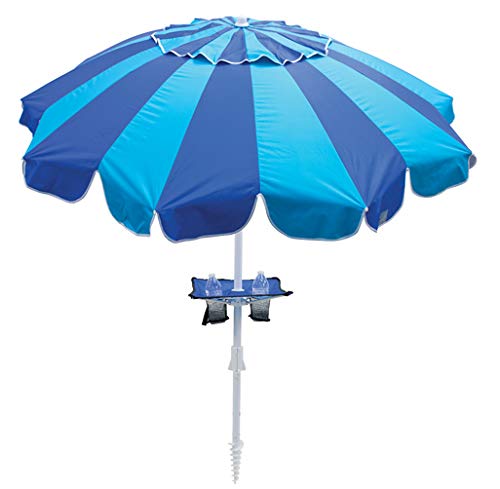 RIO BEACH Beach Chairs Backpack and Beach Umbrella with Cup Holders Lace-Up Backpack Chair Set, Nautical Blue + 7' Beach Umbrella with Integrated Sand Anchor and Table