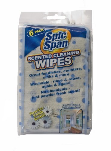 Spic and Span Kleen Maid 00866 Blue 6.50" x 13.75" Powder Fresh Scented Dry Cleaning Wipes, (Pack of 6)