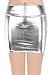 JustinCostume Women's Shiny Metallic Liquid Short Mini Skirt (S, Silver)