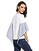 SheIn Women's Striped Ruffle Asymmetric Bell Sleeve Blouse Top Large Navy
