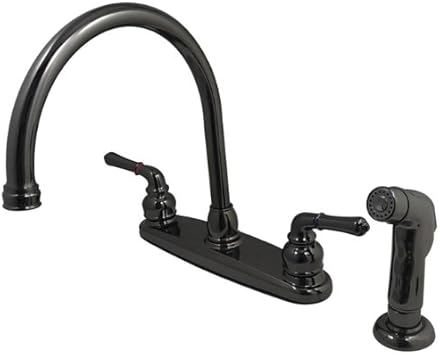 Kingston Brass Nb790sp Water Onyx 8 Inch Centerset Kitchen Faucet With Lever Handle And Matching Side Sprayer Black Stainless Steel Touch On Kitchen Sink Faucets Amazon Com
