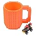 Brick Mugs Fubarbar 12 oz Coffee Cups Funny Tea Mug Beverage Cup Built-on Building Bricks enjoy Creative Time (Orange.)