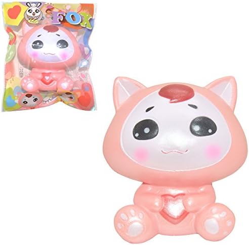 Areedy Squishies Slow Rising Toys Heart Fox Cartoon Scented Kid (Pink)