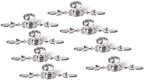 Fvstar 8pcs 6.7" Diamond Cabinet Knobs Clear Crystal Glass Dresser Drawer Pulls Cupboard Handles Vanity Furniture Wardrobe Door Hardware for Kitchen Bedroom Bathroom