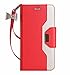 FYY Leather Case with Mirror for iPhone 6S/iPhone 6, Leather Wallet Flip Folio Case with Mirror and Wrist Strap for iPhone 6S/iPhone 6 Red