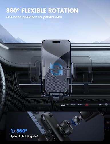 Lamicall Car Phone Holder Vent - [Thick Cases Friendly] Wider Clamp & Metal Hook, Phone Holders for Your Car Mount Automobile Hands Free Cradle Air Vent for iPhone 17 16 15 14 Pro Max All Smartphone