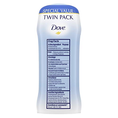 DOVE ANTIPERSPIRANT DEODORANT 24-HOUR SWEAT PROTECTION ORIGINAL CLEAN DEODORANT FOR WOMEN 2.6 OZ, 2 COUNT