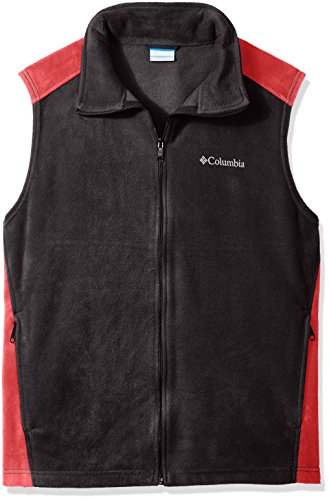 Columbia Men's Big Steens Mountain and Tall Vest, Black/Mountain Red, Tall/Large
