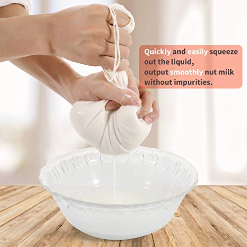Nut Milk Bags, All Natural Cheesecloth Bags, 8"x10", 10''x12, 14''x14'', 3 Pack, 100% Unbleached Cotton Cloth Bags for Cheese/Yogurt/Juice/Herbs, Washable Reusable Almond Milk Strainer(Weave 66x70)