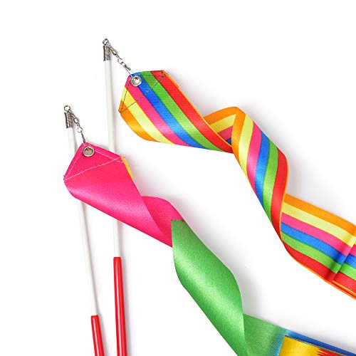image for HUIANER Dance Ribbons Streamers Rhythmic Gymnastic Ribbon Wands Rods f