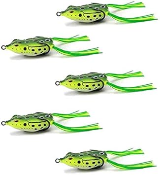 Amazon フロッグルアーカエルップウォーターバス釣り 雷魚バス釣りの必需品 グリーンブラック 5個 へら 鯉用