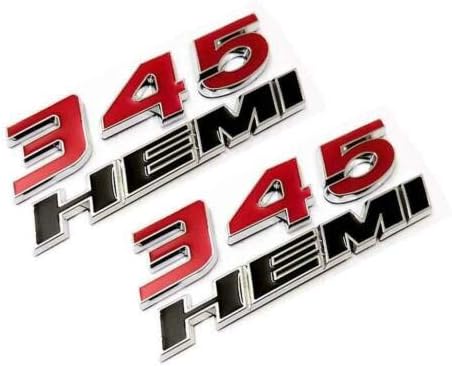 2pcs Red black 345 HEMI Emblem Fender Side Badge Sticker Decal For Ram Charger