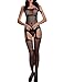 Flora Florida Flirty Open Crotch Bodystockings Black Stretchy Tights One Piece Bodysuit Sexy Fishnet Striped Strappy Lingerie One Size