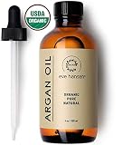 Eve Hansen USDA Certified Organic Argan Oil (4oz) | Pure Moroccan Argan Oil for Hair, Skin and Nails | Carrier Oil, Face Moisturizer, Body Oil, Dry Scalp Treatment and Hair Oil for Dry Hair and Damage