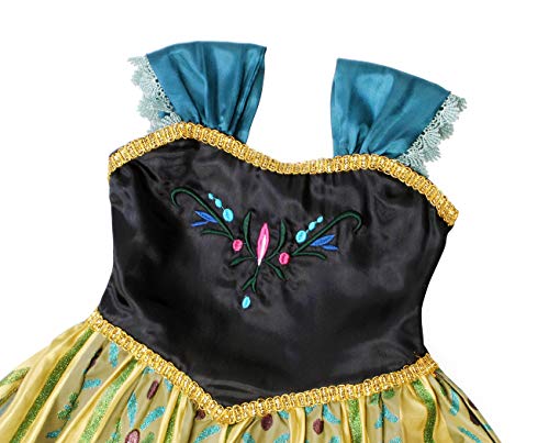 Cotrio Little Girls Anna Coronation Dress Up Princess Dresses Halloween Costume with Accessories Size 6 (5-6Years, Tiara/Crown, Wand/Scepter) - Thumbnail 5