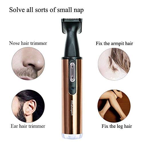 Nose Hair Trimmer,Wishesport Ear Nose Hair Trimmer Stainless Steel Blades Beard Clipper Wet/Dry For Men And Women,Golden