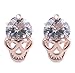 Fusicase Cute New Crystal Champagne Retro Resins Skull Earrings Women Rosegold Diamond Punk Gothic Earing Skeleton Ear Stud Jewelry for Women