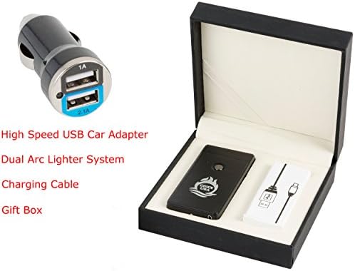 Ultimate Survival Lighter with Dual Arc Technology USB Rechargeable, Completely Windproof Flameless Durable and Safe with Free Dual USB Car Charger Adapter