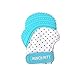 Malarkey Kids Patented Teething Mitten, Munch Mitt Baby Chew Toy - Protects Hands from Chewing & Saliva, Heals Aching Gums, Promotes Sound & Visual Stimulation for Babies - Aqua Polka Dot