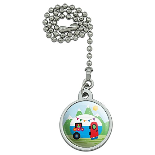 Vintage Retro Camper RV Camping Travel Trailer Ceiling Fan and Light Pull Chain