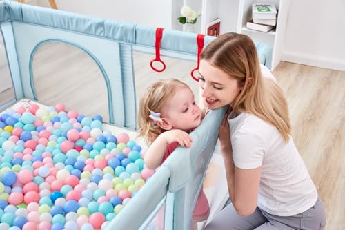 PandaEar 8 PCS Baby Pull Up Rings, Toddler Walking Exercise Stand Up for Playpen & Crib, Infant Cot Hanging Rings for Kids