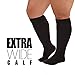 Mojo Compression Socks for Women and Men 20-30mmHg Wide Calf - Plus Size Opaque Compression Support Stockings for Nursing, Varicose Veins Circulation - Black, 3X-Large - AB201