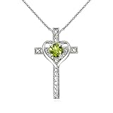 Sterling Silver Gem Cross Heart Necklace for Girls, Teens or Women
