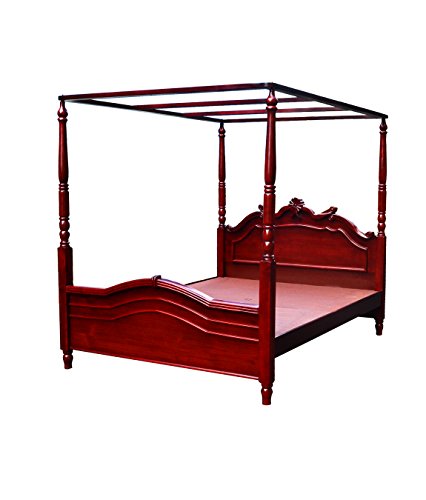 wooden cot with mosquito net