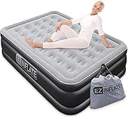 EZ INFLATE Luxury Double High Queen Air Mattress with Built in Pump, Queen Size, Inflatable Mattress for Home 