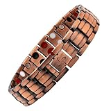 Reevaria Mens Elegant Guaranteed 99.9% Pure Copper 4 Elements in 1 Magnetic Therapy Bracelet Pain Relief for Arthritis and Carpal Tunnel