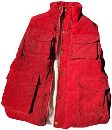 Aozuoメンズ ベスト 黒 カジュアル 立ち襟 トップス 上着 コーデュロイ 袖なし ダウンベスト チョッキ