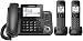 PANASONIC Bluetooth Corded / Cordless Phone System with Answering Machine, Enhanced Noise Reduction and One-Touch Call Block - 2 Handsets - KX-TGF382M (Metallic Black)