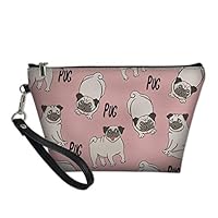 Bigcardesigns Trendy Cosmetic Bag Zipper Closer Make-up Purse Pink Pug Pattern Toilet Bag for Women Girls