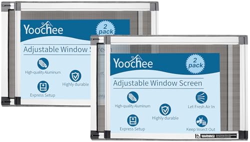 Photo 1 of Yoochee Expandable Window Screen, 2 Pack Adjustable Window Screen (10" H x 14" - 26.5" W) - Small Replacement Window Screens with Frame, Durable Replacement Screen for Window