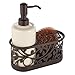 iDesign Ceramic Bathroom Soap Dispenser Set with Soap Pump and Caddy, The Vine Collection – 13oz, 7.25