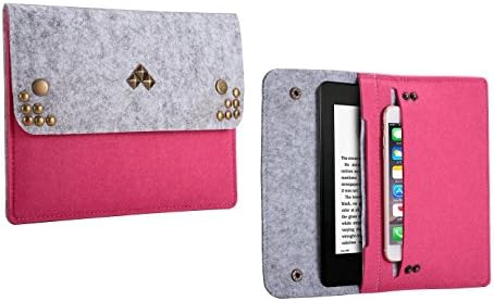 Greenpointselect Handmade Rivets Rock &amp; Roll Felt Sleeve Case for Kindle Paperwhite (Fits ALL Versions) Kindle Voyage / All new Kindle , Pink