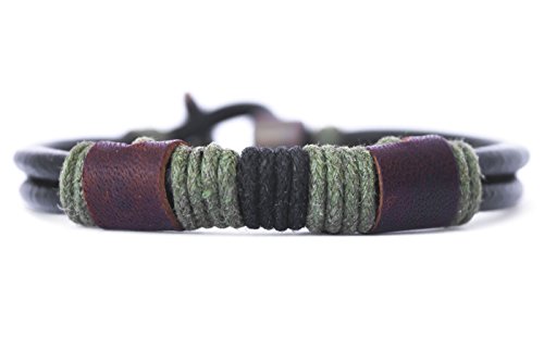 Handmade genuine leather wristband rope bracelet- fashi…