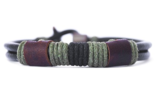 Handmade Genuine Leather Wristband Rope Bracelet- Fashion Jewelry for Men and Women