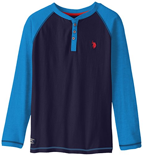 U.S. Polo Assn. Big Boys' Raglan Sleeve Henley, Classic Navy, 10/12