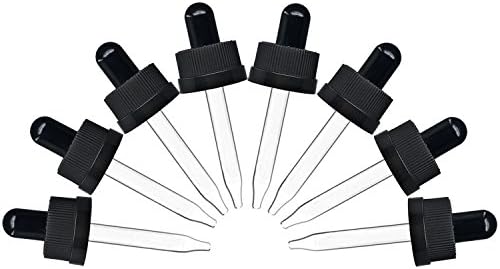 Auvanteo Glass Eye Droppers with Pressure Rotating Child Safety Cover Perfect for Essential Oils, Set of 8, Compatible with doTERRA and Young Living 10ml Bottles