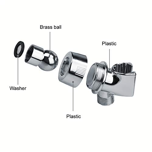 Chrider Adjustable Shower Arm Bracket for Handheld Shower Head, Plastic Adjustable Holder Mount for Hand Held Showerhead, Brass Ball, Chrome