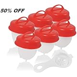 Egg Cooker With Bonus Egg Yolk White Separator | Thicker, Higher Quality Non-stick Silicone Egg Pod Cups | Hard Boiled Eggs Without Shell | 6 Pack | Pacshine