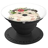 hedgehog floral wreath - PopSockets Grip and Stand for Phones and Tablets