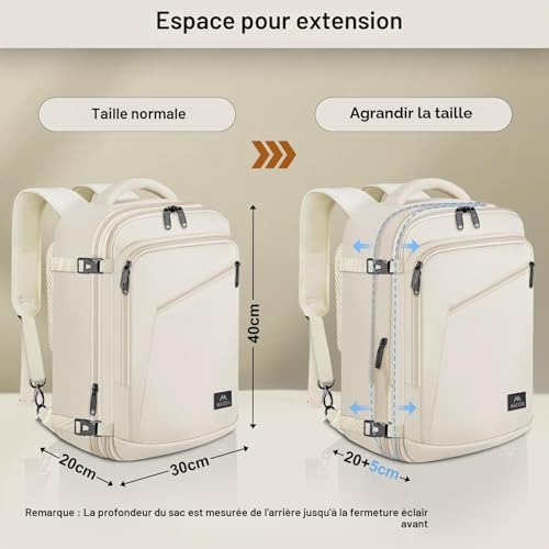 Bagage Cabine 40x30x20, Sac à Dos Voyage Cabine Avion avec Ryanair