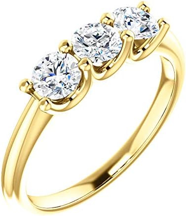 Amazon.com: 14K Yellow Gold 4.1 mm Round 3/4 CTW Diamond Anniversary