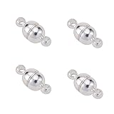 Pandahall 100 Sets Round Oval Brass Magnetic Clasps for Bracelet Making, Nickel Free, 11x5mm (Silver)