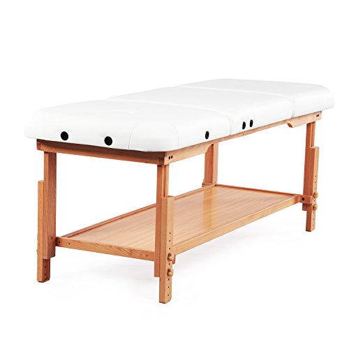 Massage Table Bed Stationary Professional Tilt Adjustable with Storage 3 Section (White) - Image 3