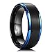 King Will Duo 8mm Black Brushed Finish Tungsten Carbide Ring Blue Plated Wedding Band