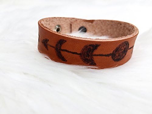 Leather Moon Phase Cuff Bracelet -Handmade in USA, Unique Unisex Jewelry