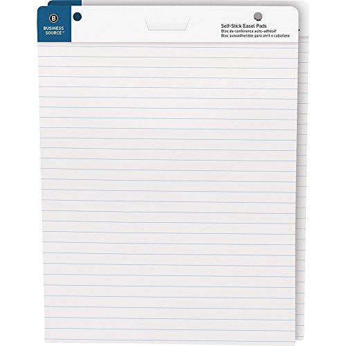 Business Source 38593 Self-Stick Easel Pads, Ruled, 30 Shts, 25"x30", 2/PK, WE
